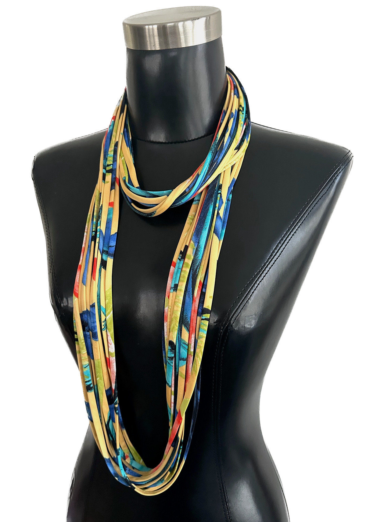 Blue and Yellow Scarf Necklace &#39;Fleur&#39;