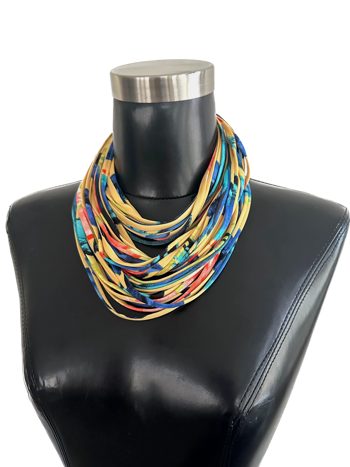 Blue and Yellow Scarf Necklace &#39;Fleur&#39;
