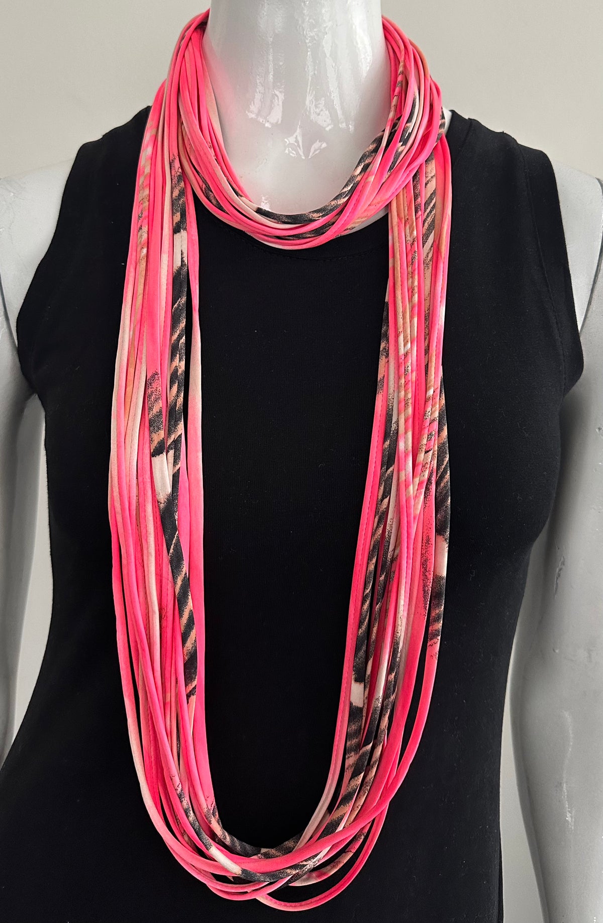 Infinity Scarf Necklace in Bright Neon Pink &#39;Melon&#39;