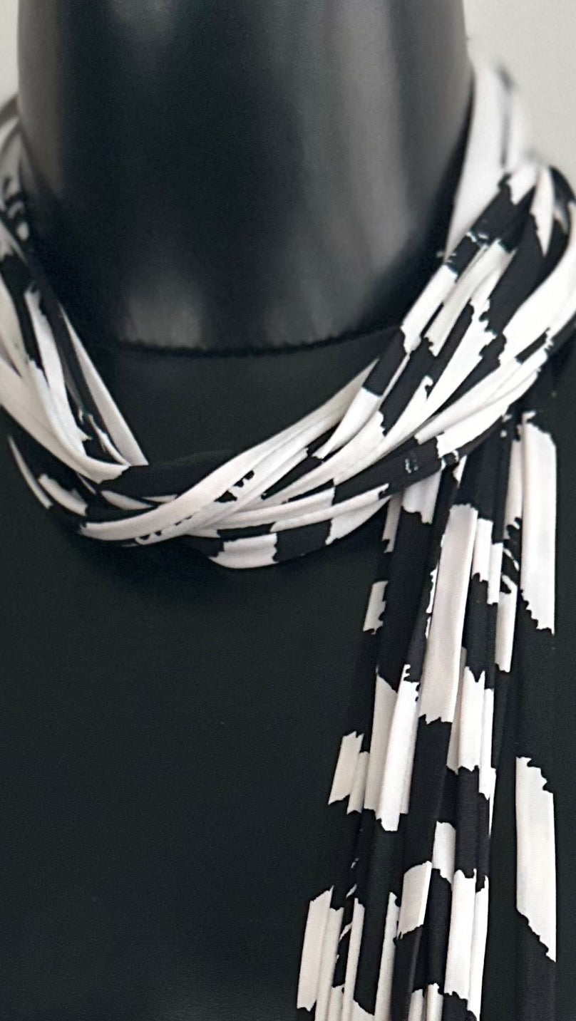 Black and White Scarf Necklace  &#39;Safari&#39;
