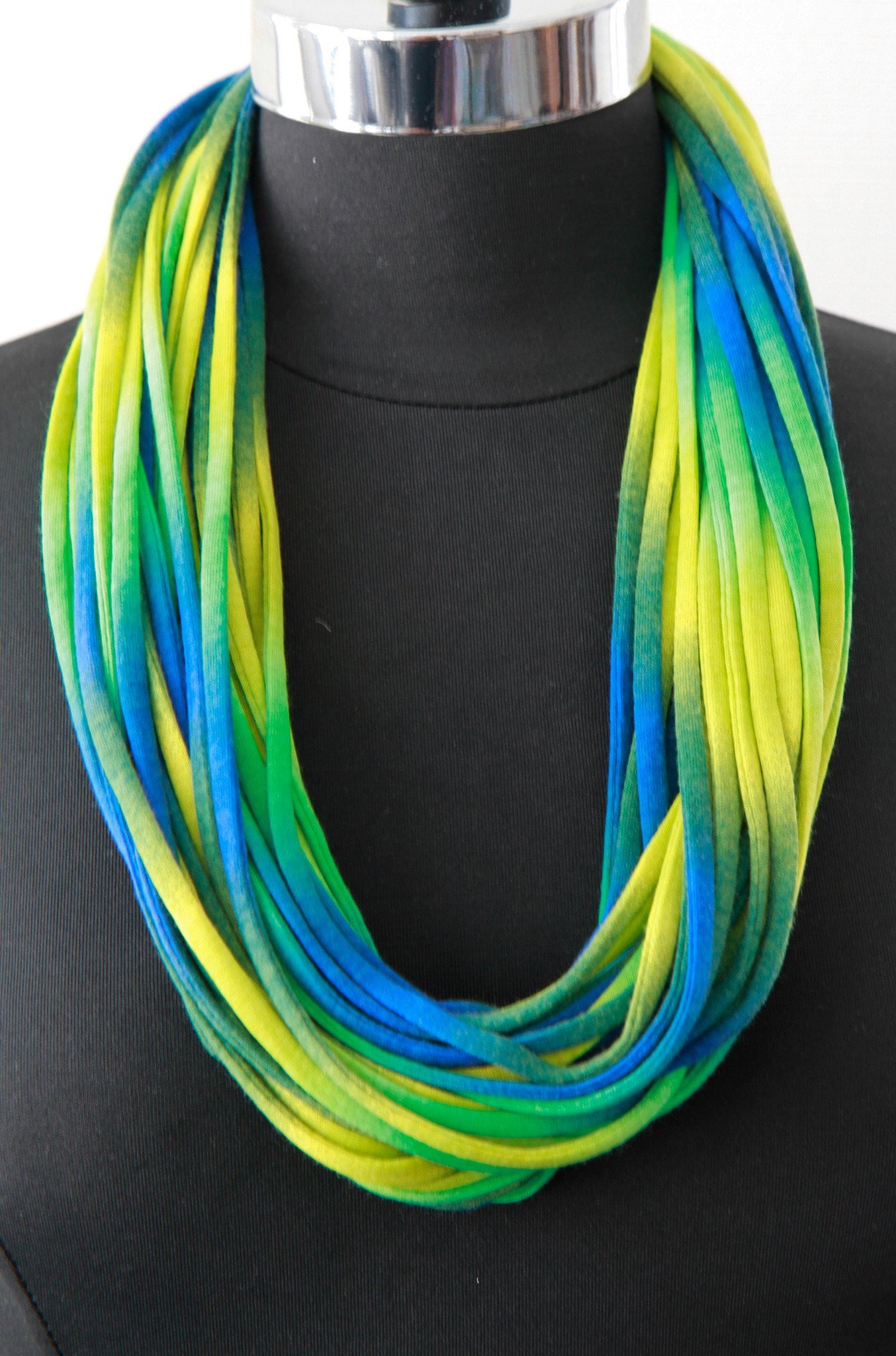 Green and Blue Infinity Scarf with Ombre Print 