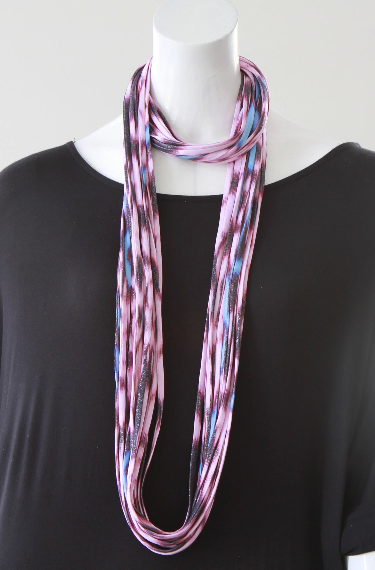 Ikat Print Infinity Scarf in Pink and Blue &#39;Sorbet&#39;