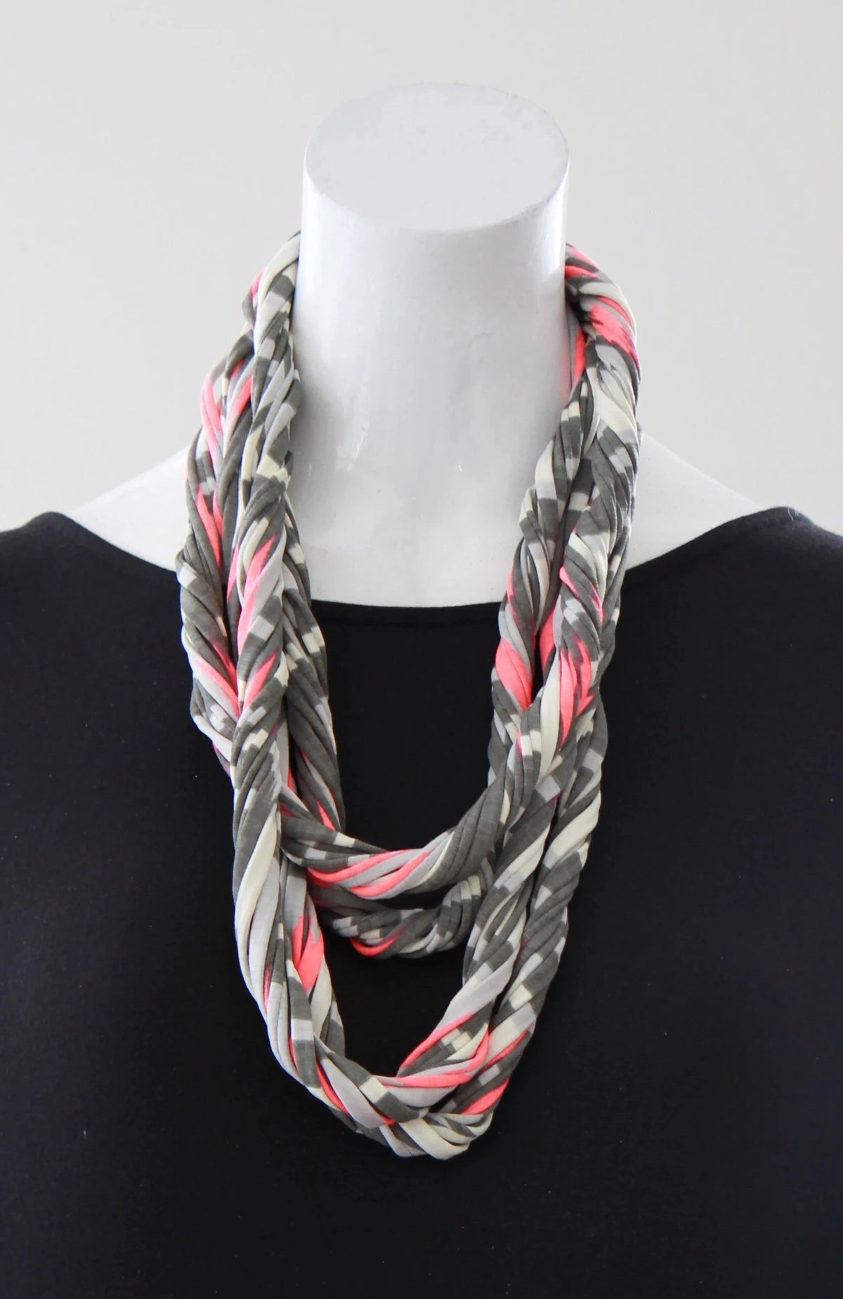 Infinity Scarf in Neon Pink and Grey &quot;Glow&quot;