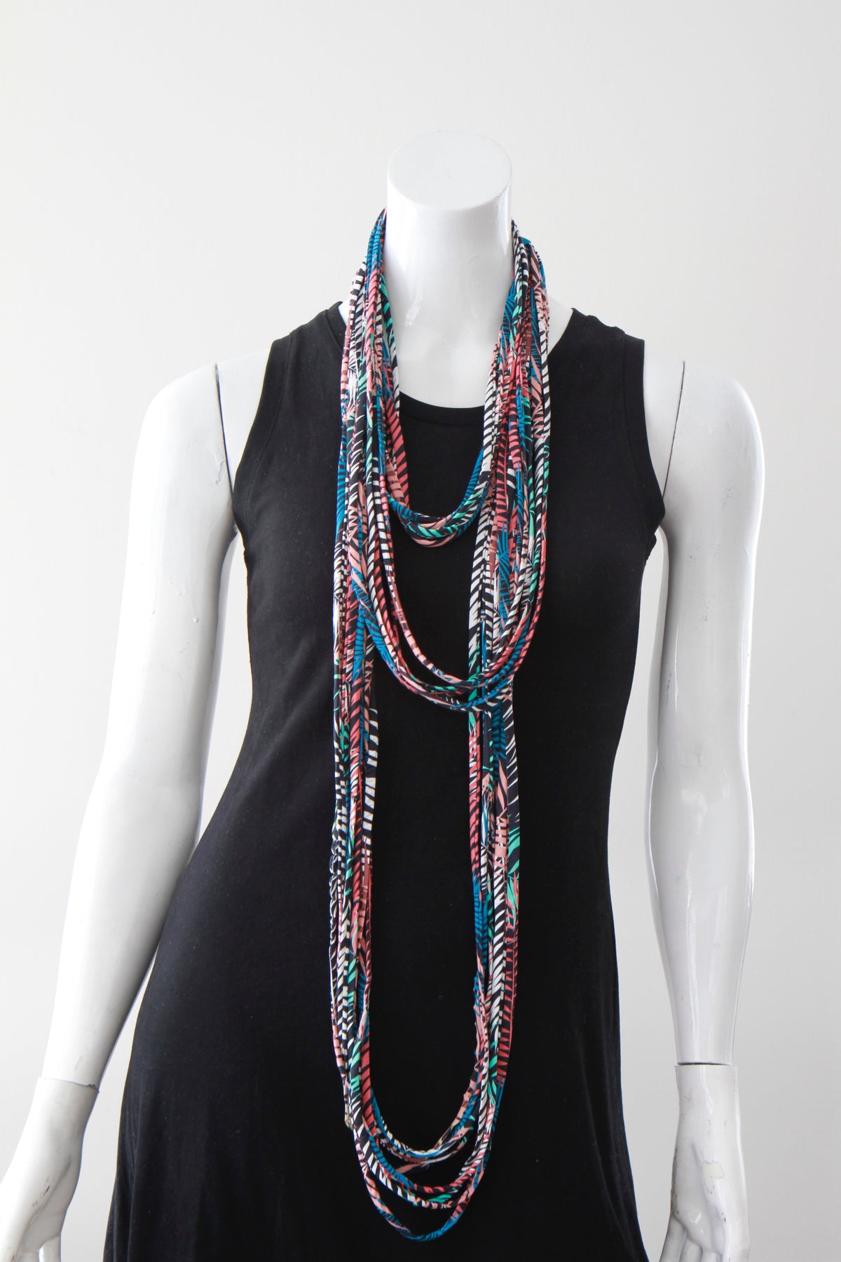 Multi-Color Leaf Print Infinity Scarf Necklace in &#39;Carnivale&#39; Print