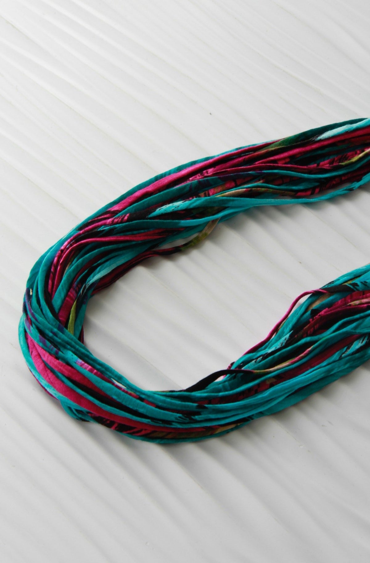 Infinity Scarf or Necklace in Teal and Magenta &#39;Feather&#39;