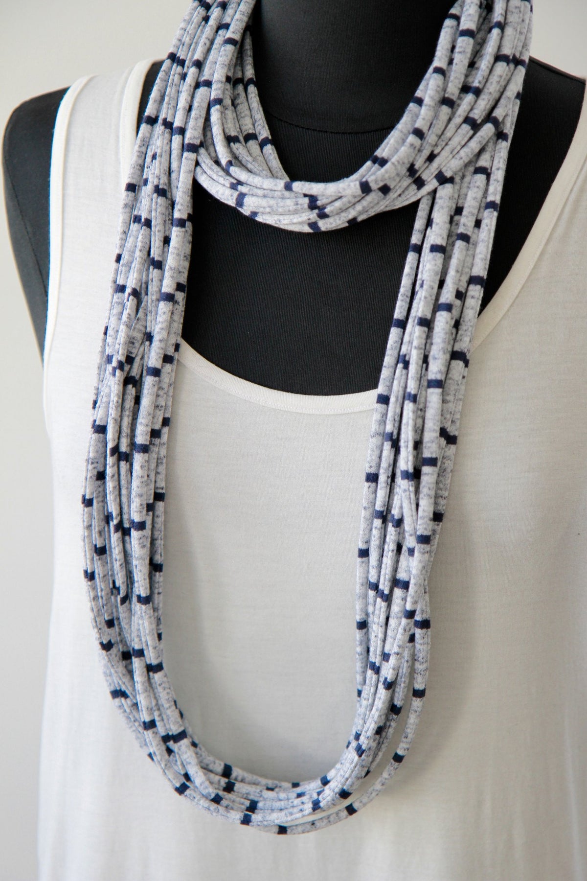 Navy Blue and Heather Grey Scarf
