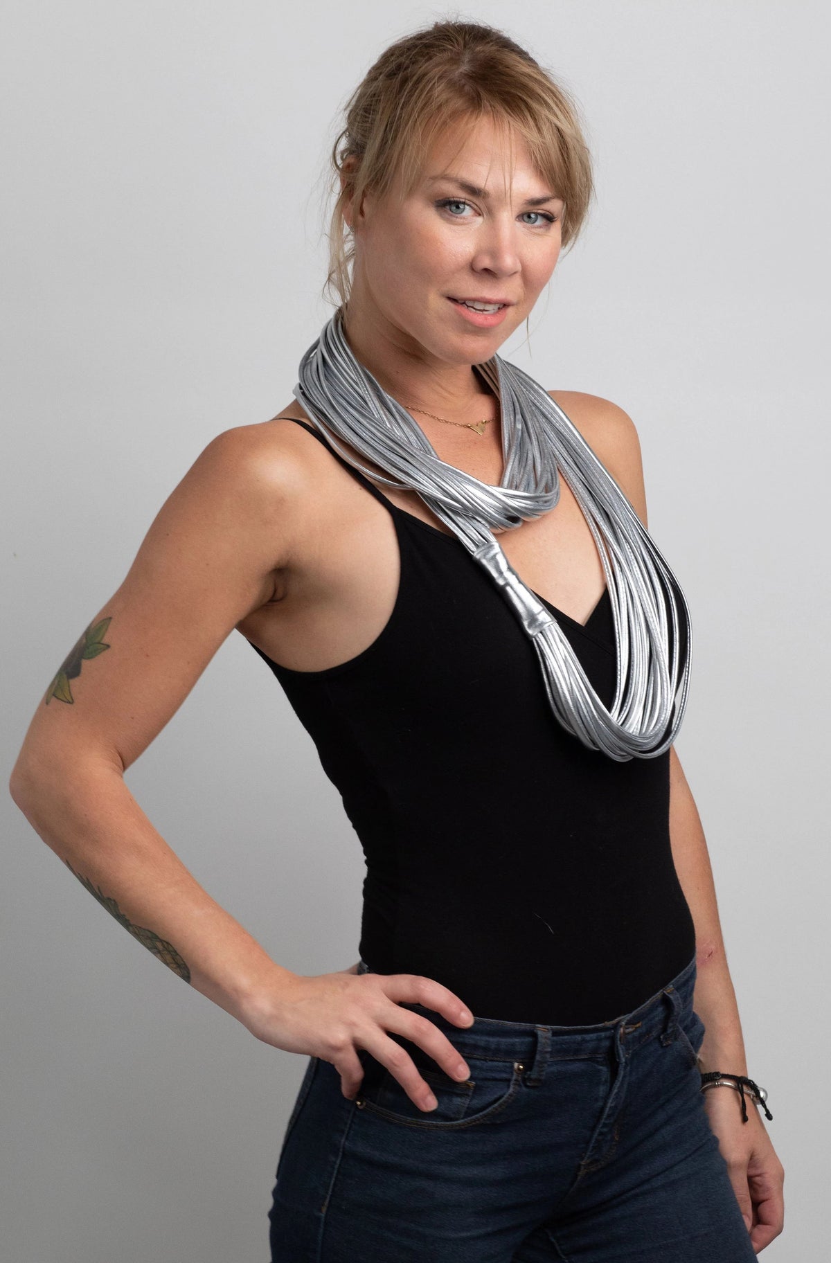 Light Silver Infinity Scarf  for Women &#39;Chrome&#39;