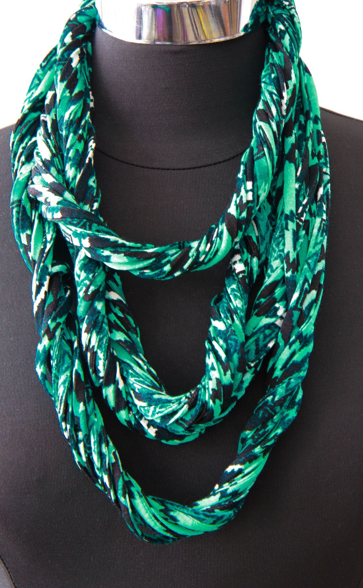 Teal Print Infinity Scarf or Necklace for Women