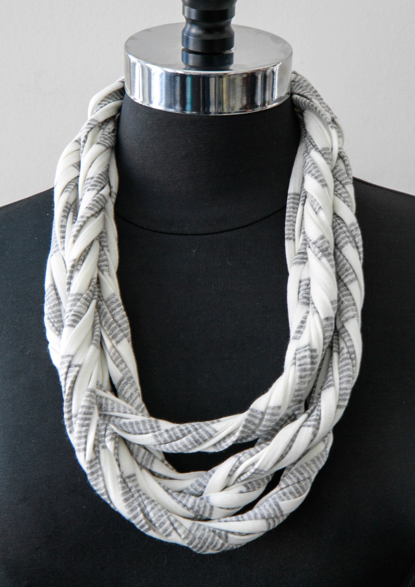 Soft Infinity Scarf or Necklace with Stripe Print for Women