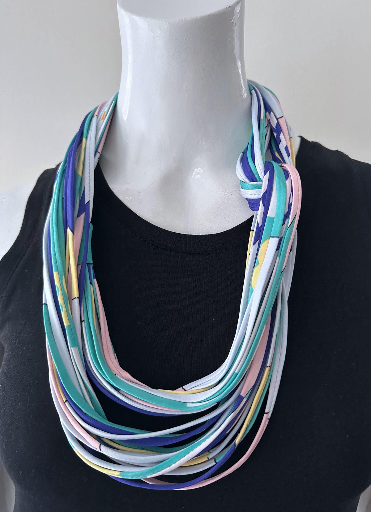 Blue Colorblock Scarf Necklace &#39;Sky&#39;