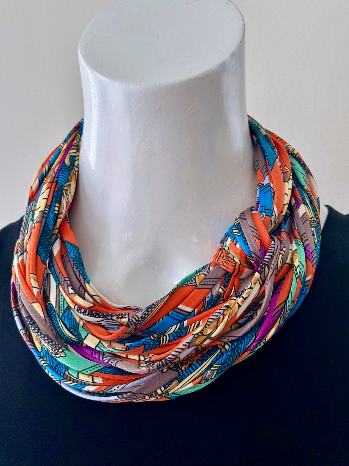 Orange Multi-Color Infinity Scarf of Necklace &#39;Kaleidoscope&#39;