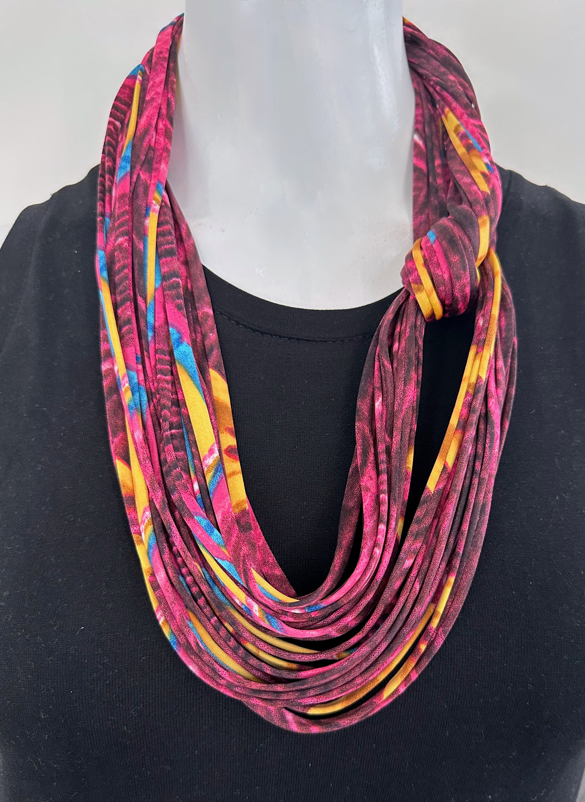Pink and Yellow Scarf or Necklace &#39; Peacock&#39;
