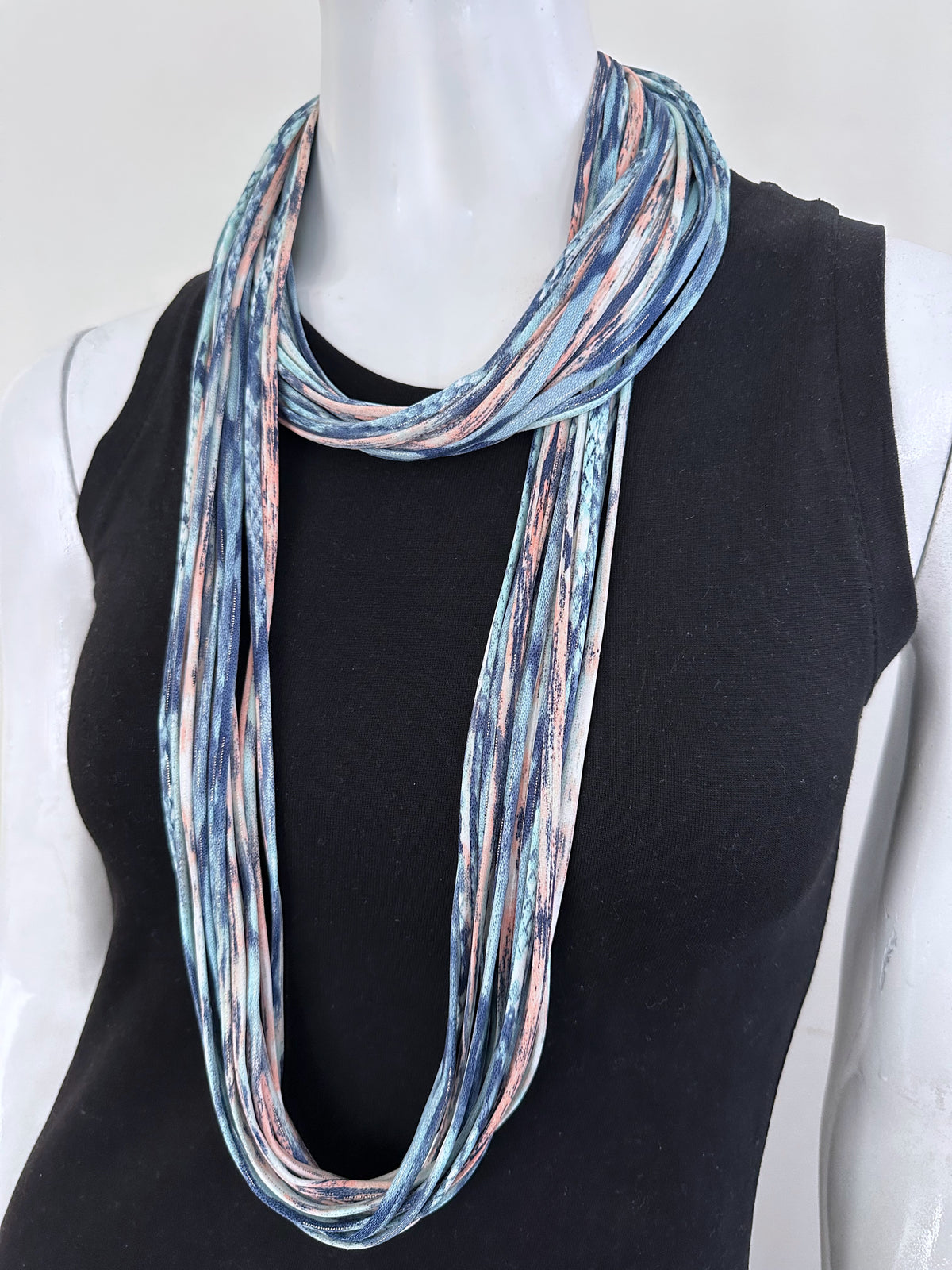 Indigo Blue and Blue Scarf Necklace &#39;Chambray&#39;