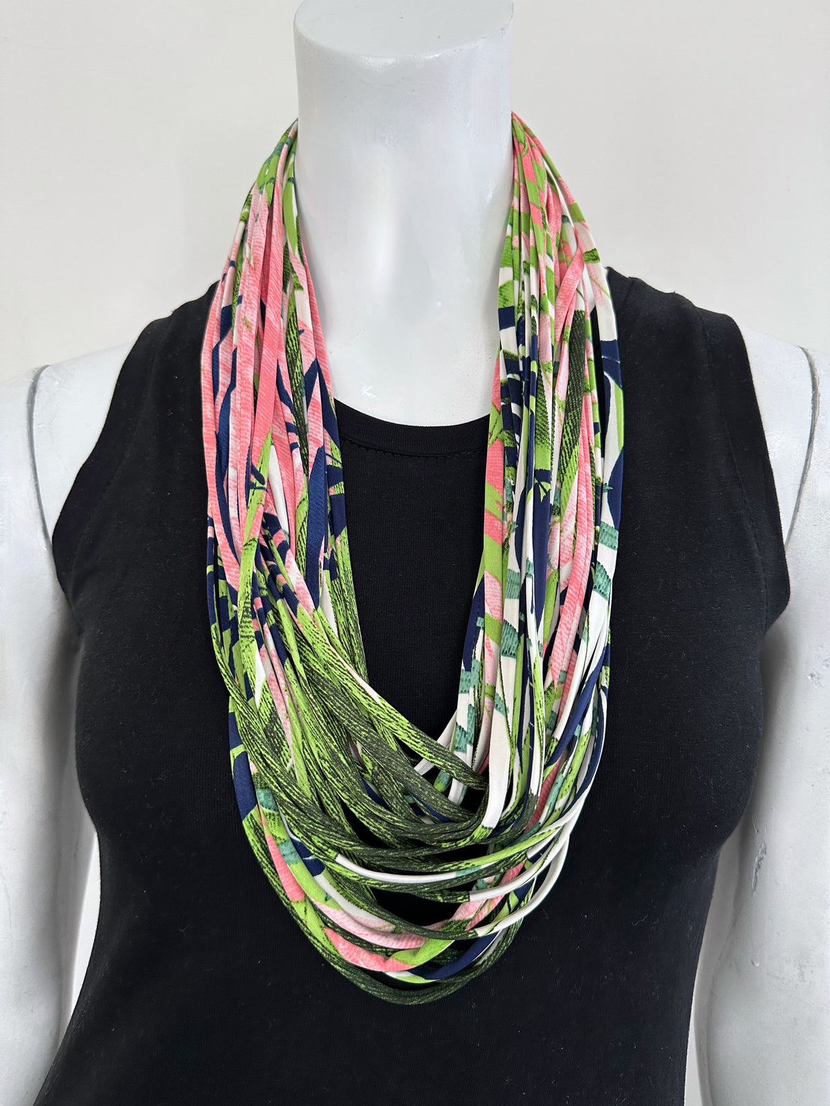 Green, Blue, and Pink Infinity Scarf &#39;Evergreen&#39;