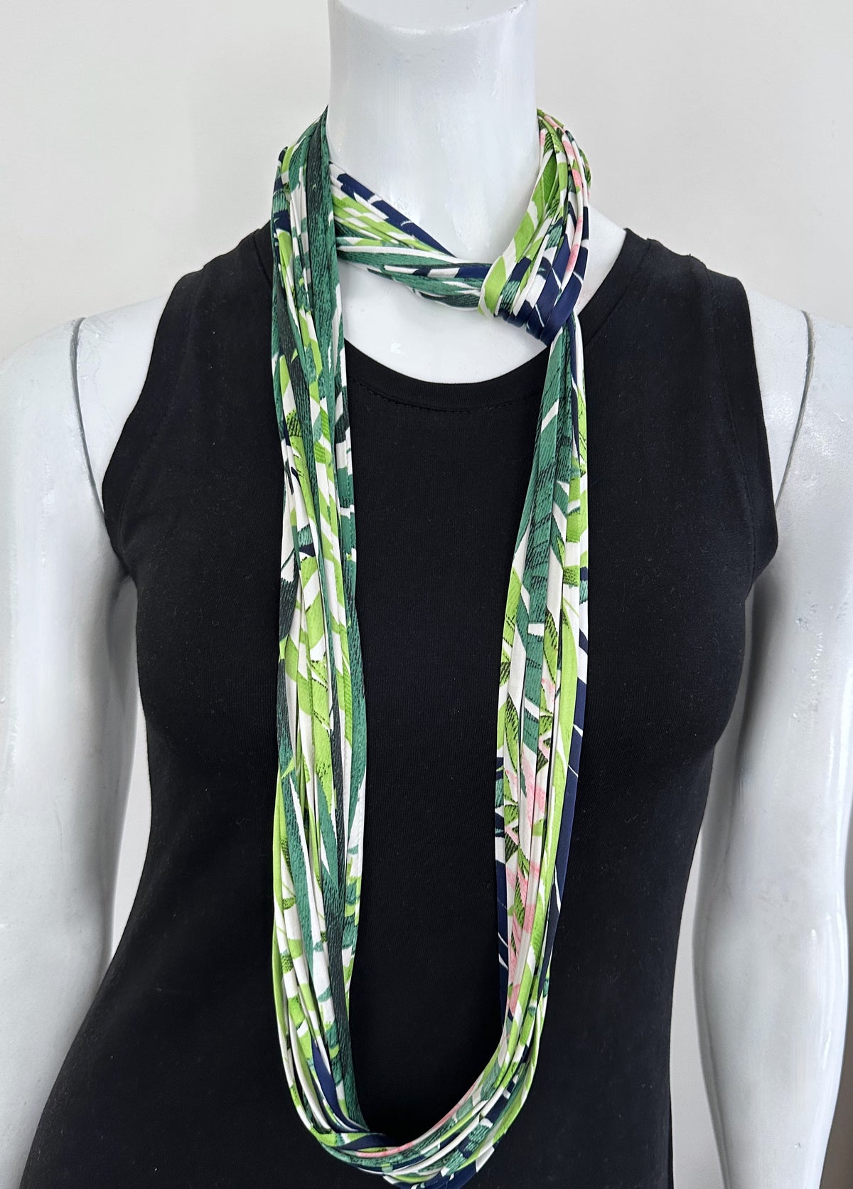 Green, Blue, and Pink Infinity Scarf &#39;Evergreen&#39;