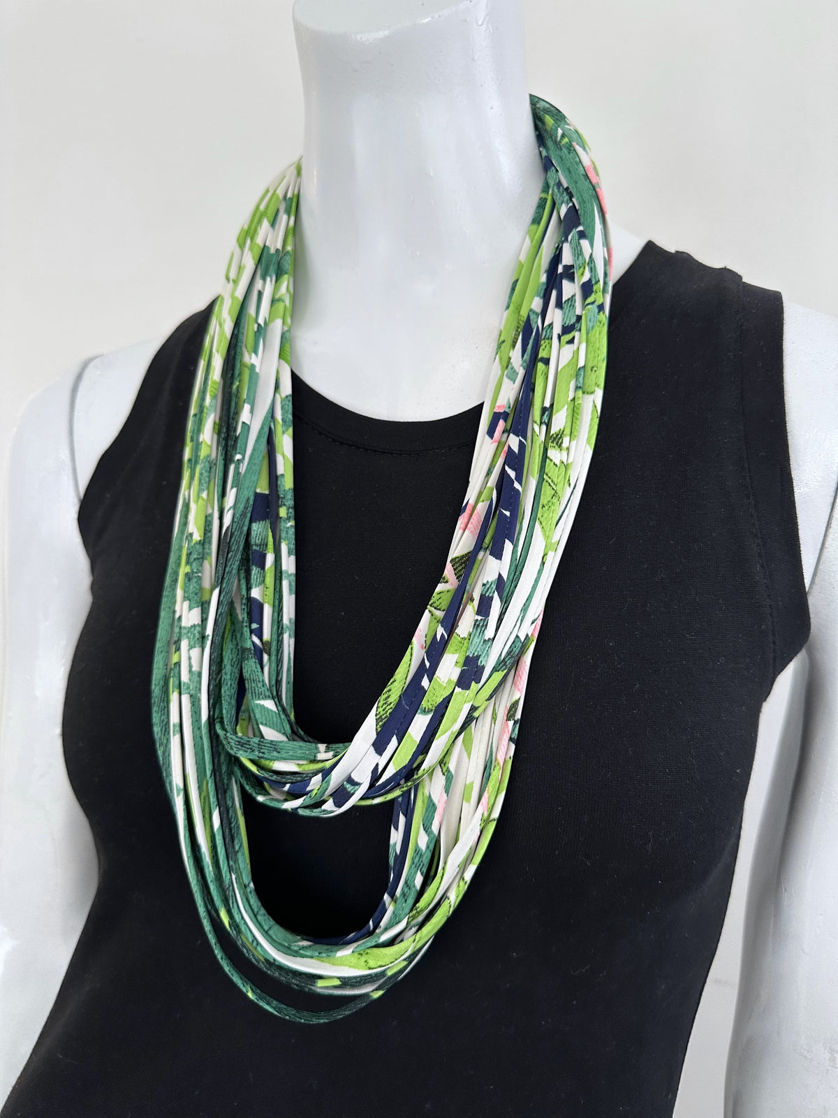 Green, Blue, and Pink Infinity Scarf &#39;Evergreen&#39;
