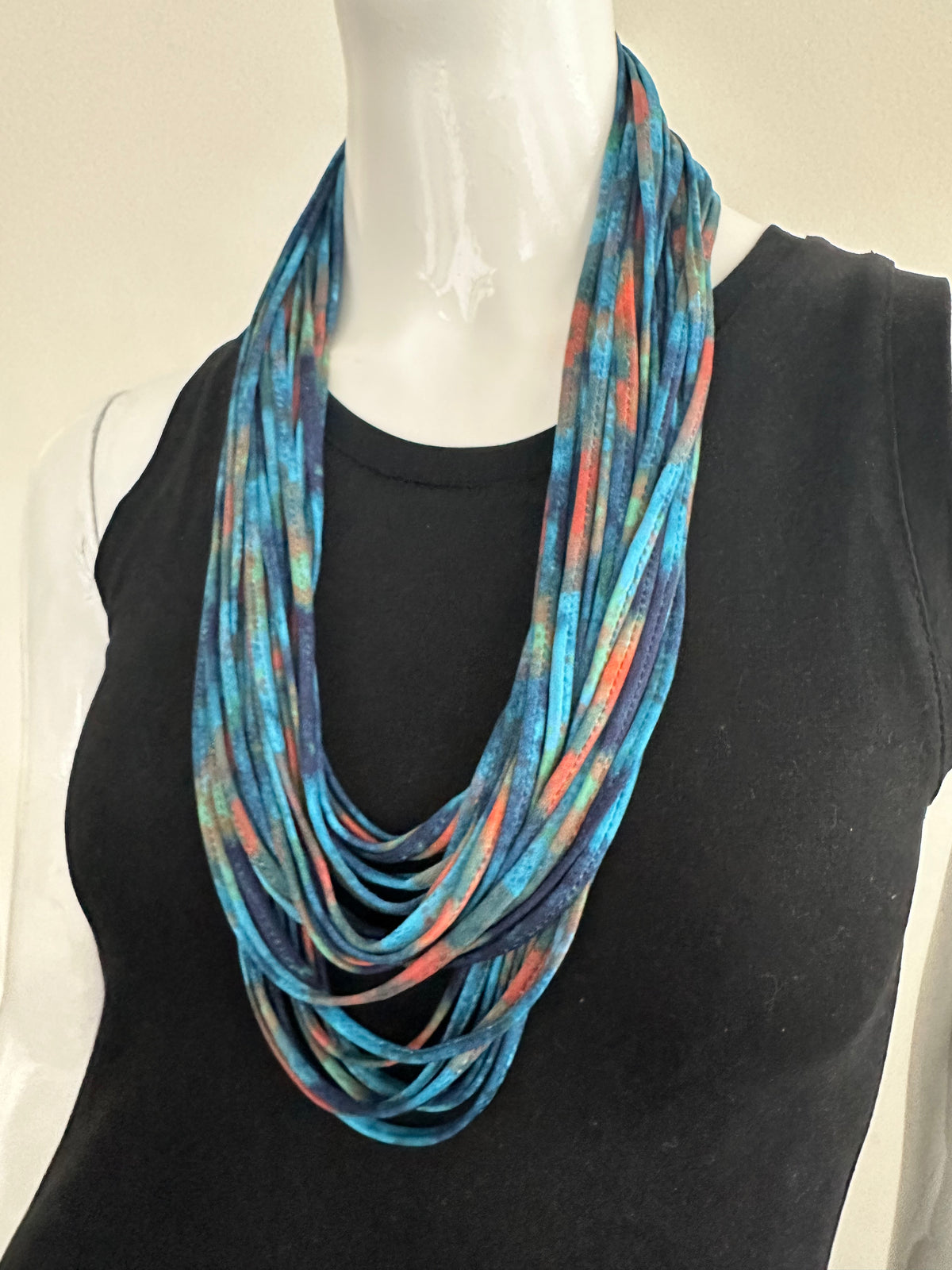 Infinity Scarf in Teal Blue and Orange &#39;Bondi Blue&#39;