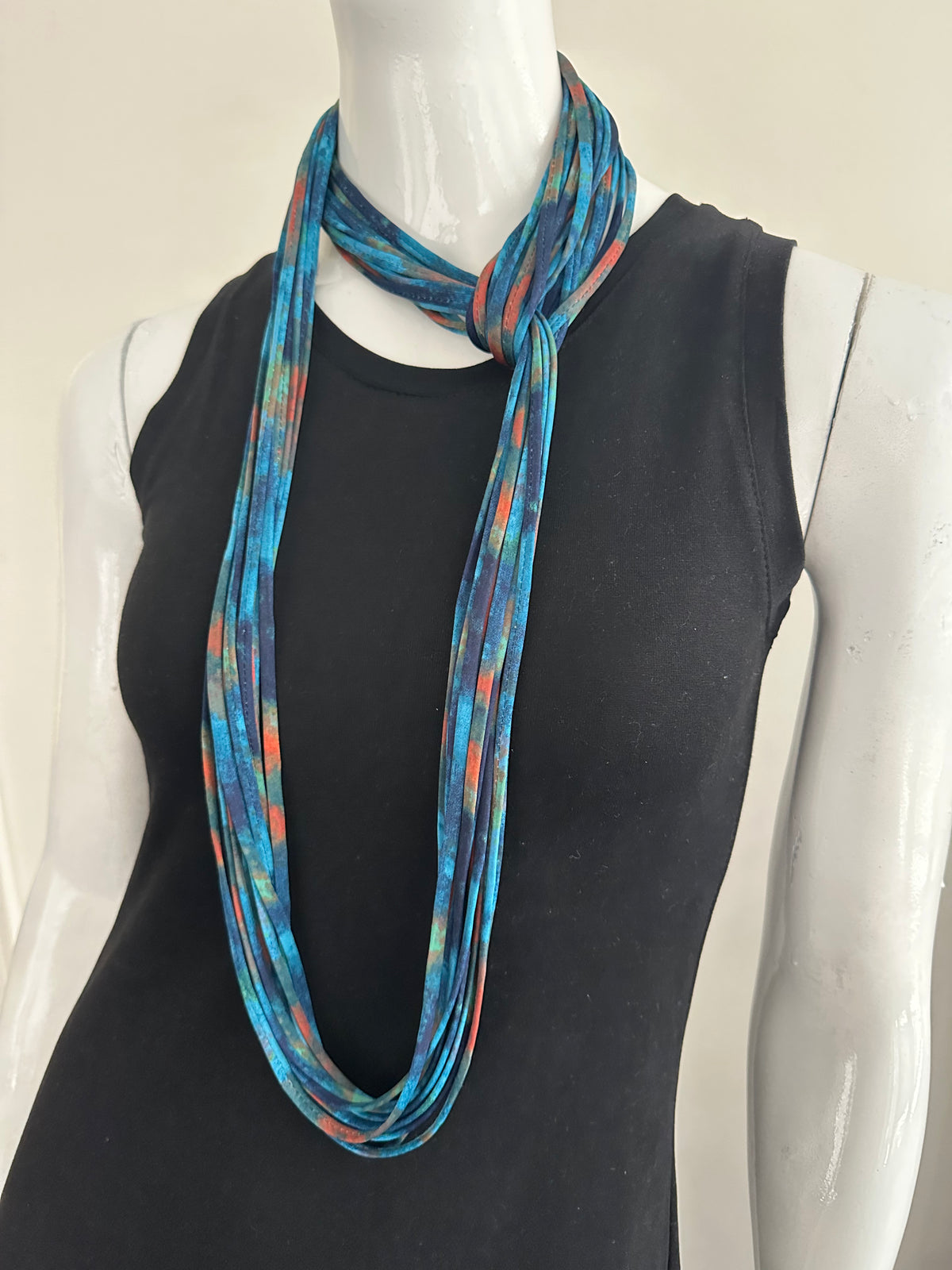 Infinity Scarf in Teal Blue and Orange &#39;Bondi Blue&#39;