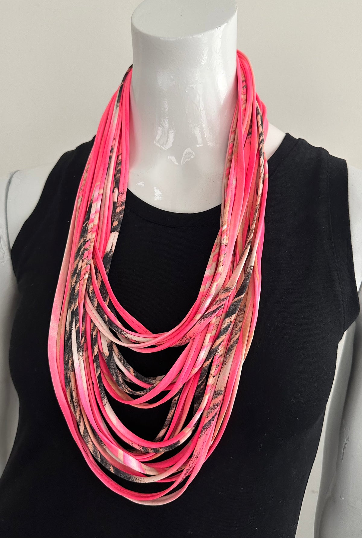 Infinity Scarf Necklace in Bright Neon Pink &#39;Melon&#39;