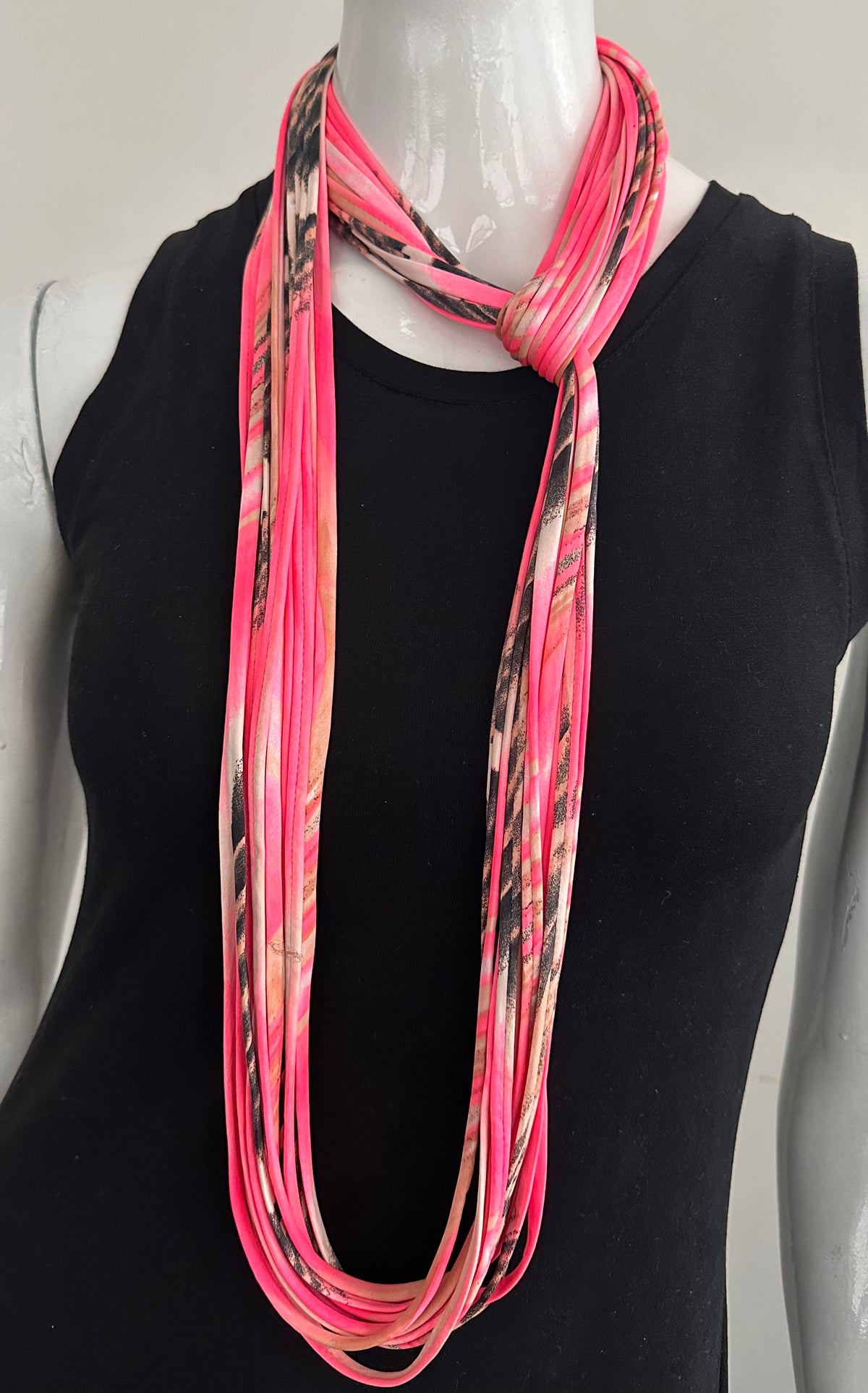 Infinity Scarf Necklace in Bright Neon Pink &#39;Melon&#39;