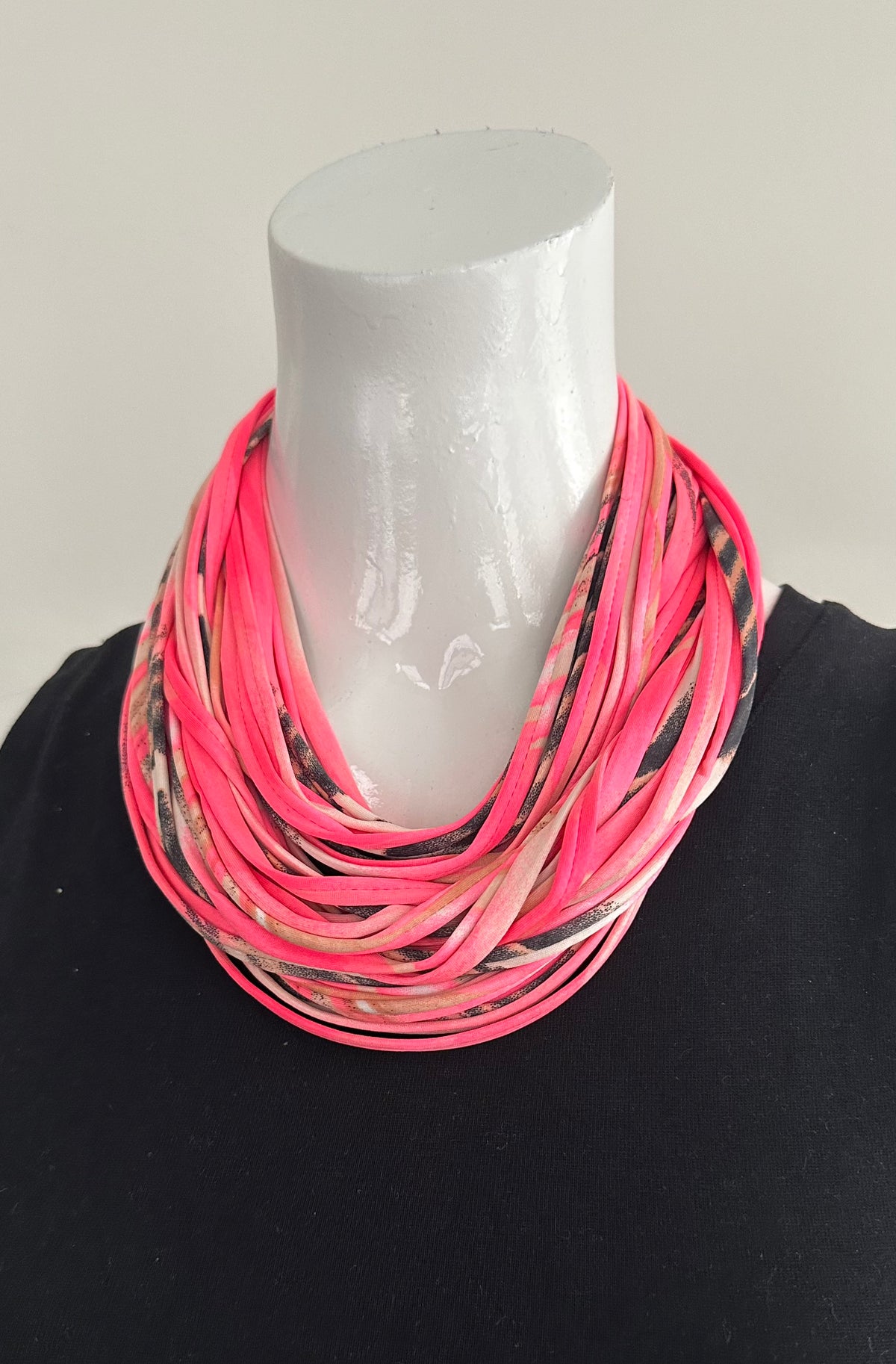 Infinity Scarf Necklace in Bright Neon Pink &#39;Melon&#39;