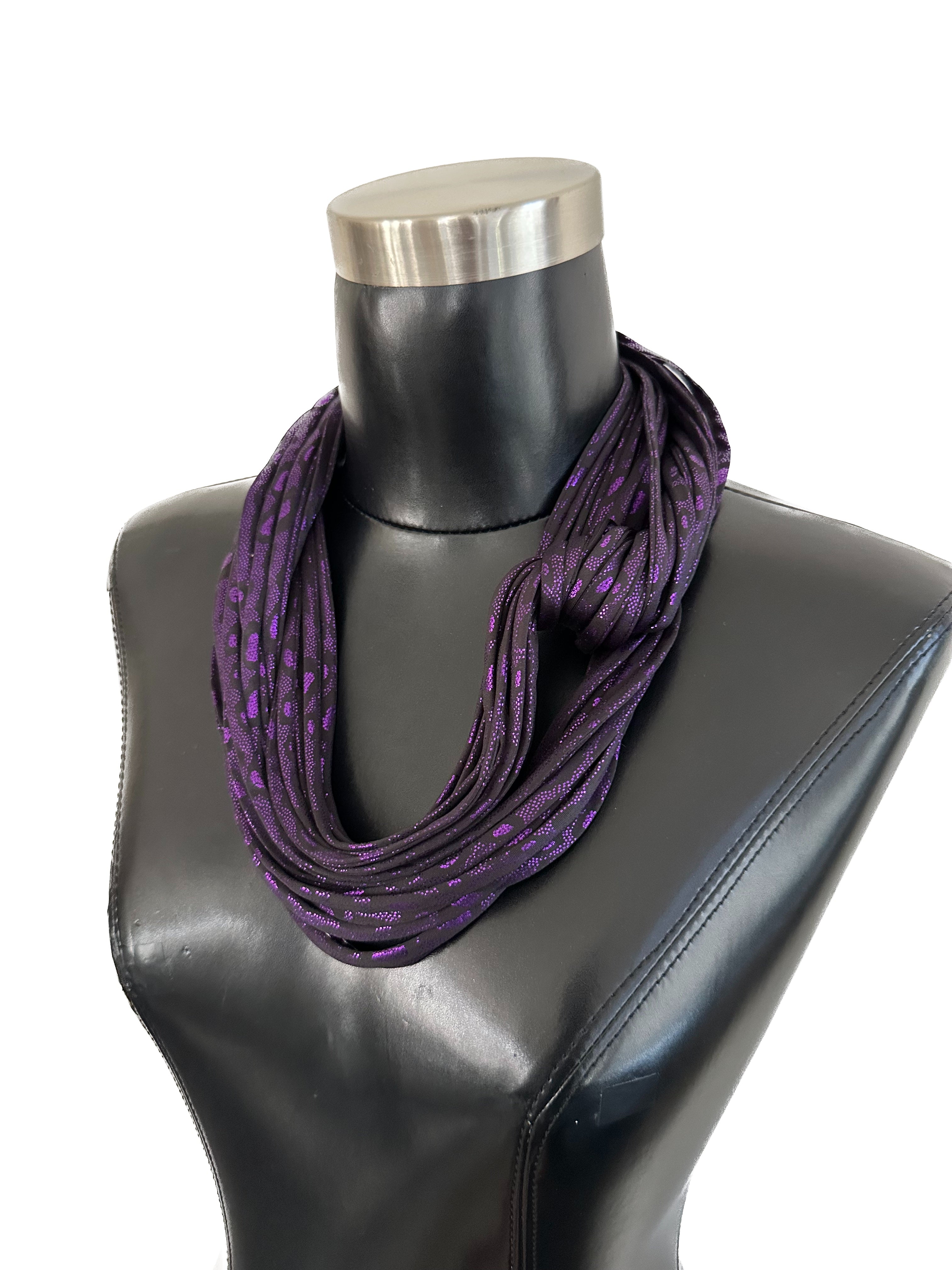 Purple Leopard Fabric Necklace or Scarf - Necknots display picture 1