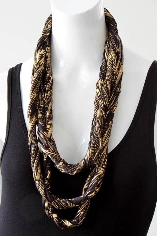 Infinity Scarf in Black and Gold &#39;Gold Leaf&#39;