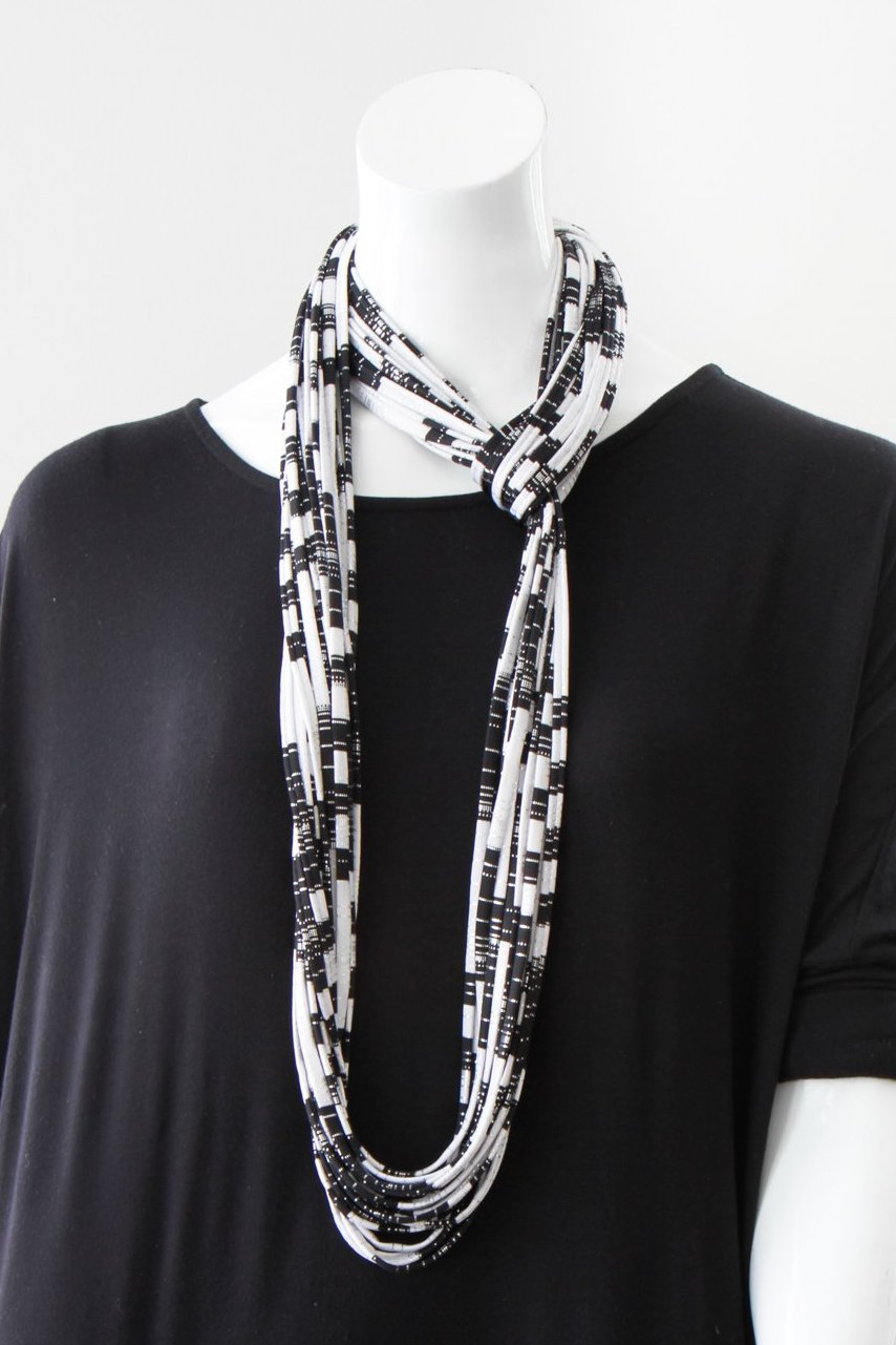Black and White Infinity Scarf for Women &#39;Beam&#39;