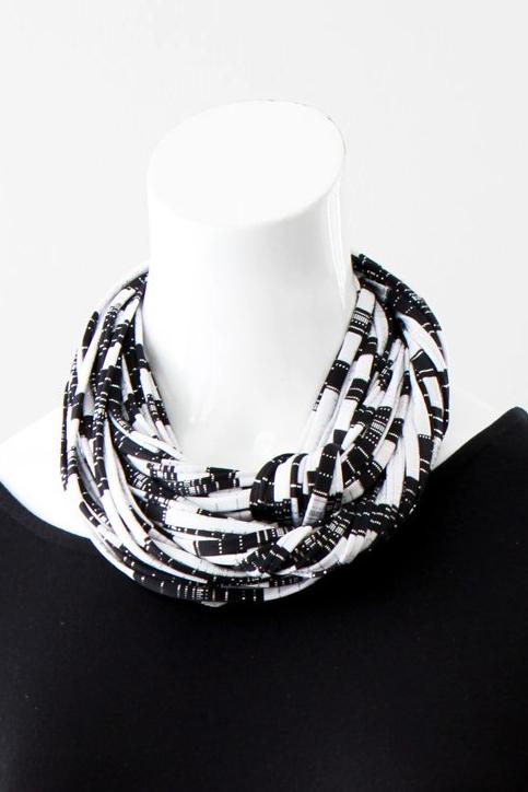 Black and White Infinity Scarf for Women &#39;Beam&#39;