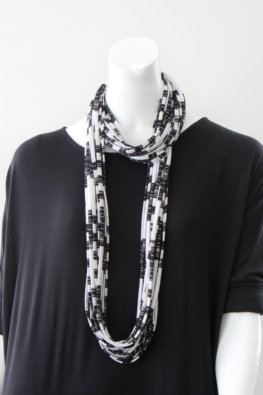 Black and White Infinity Scarf for Women &#39;Beam&#39;
