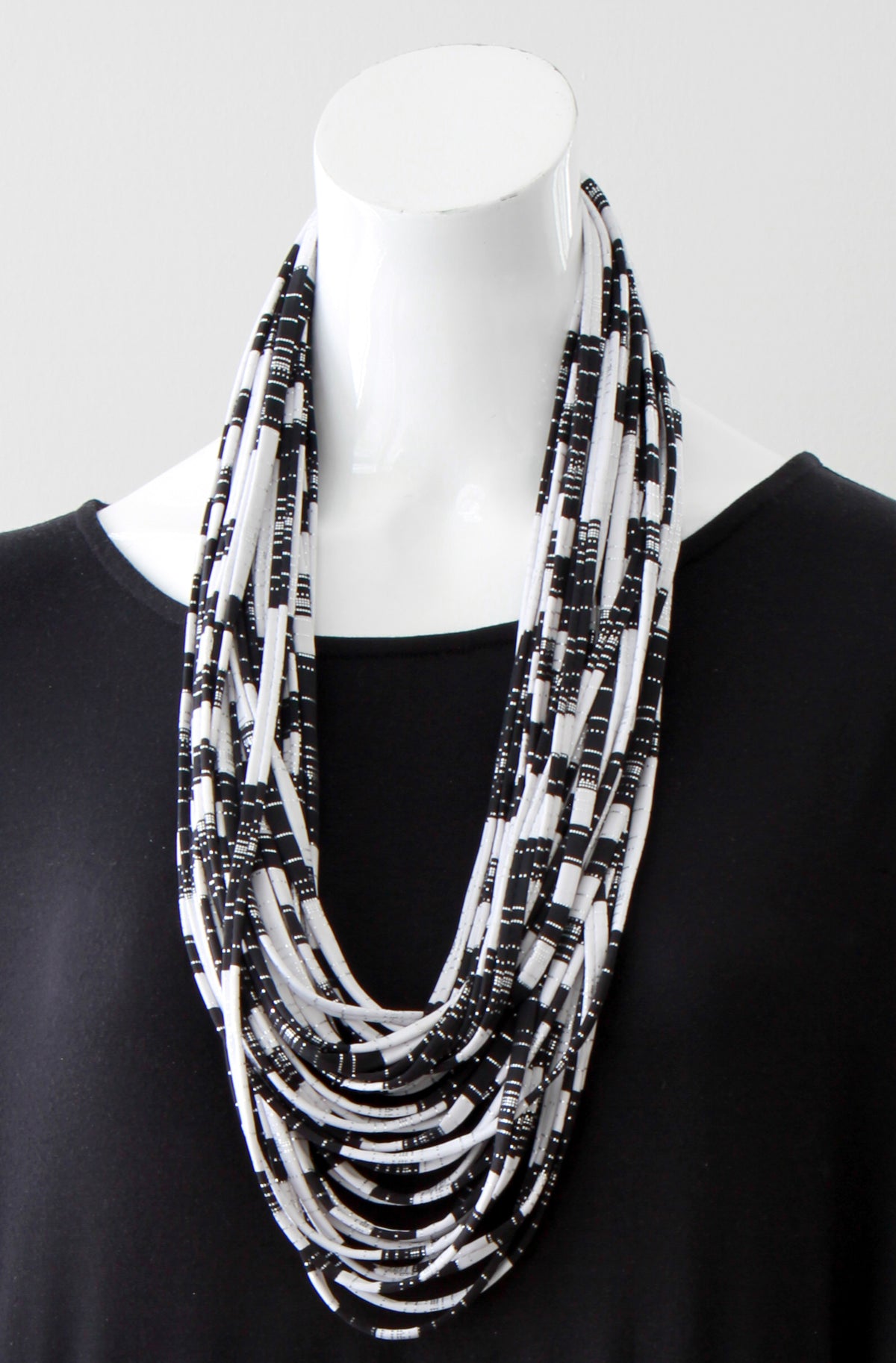 Black and White Infinity Scarf for Women &#39;Beam&#39;