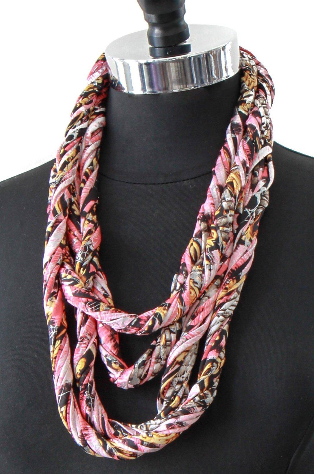 Salmon and Black Scarf Necklace &#39;Venetian&#39;