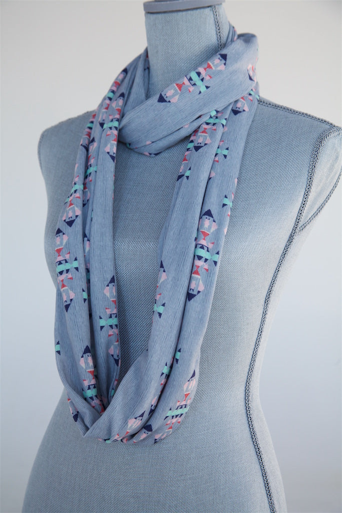 Gray Ikat Infinity Scarf