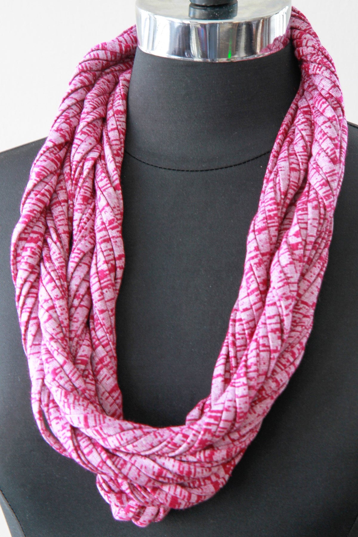 Dark Pink Handmade Infinity Scarf or Necklace for Women