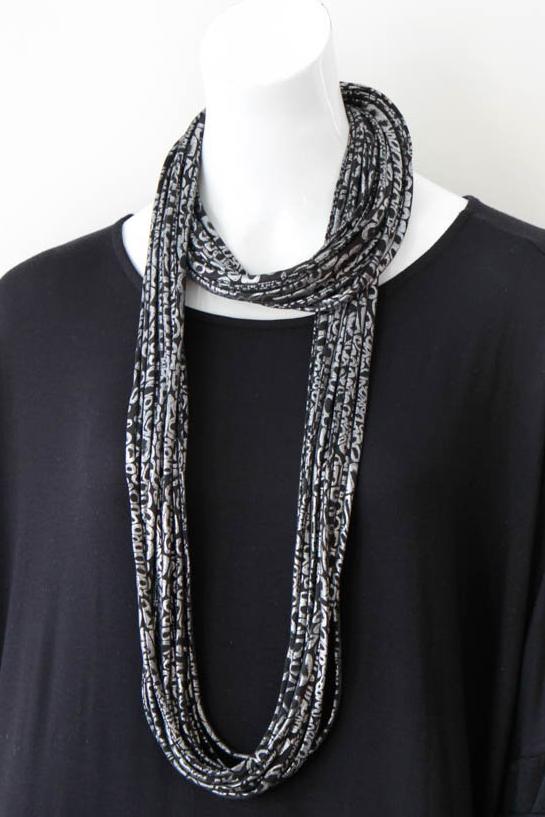 Silver and Black Scarf Necklace &#39;Silver Ore&#39;