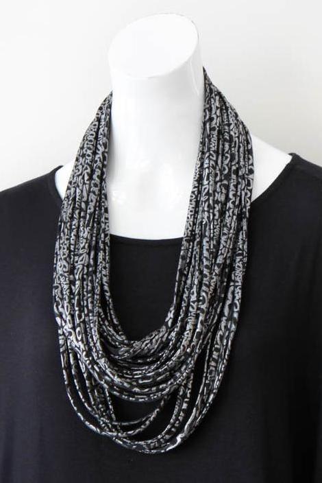 Silver and Black Scarf Necklace &#39;Silver Ore&#39;