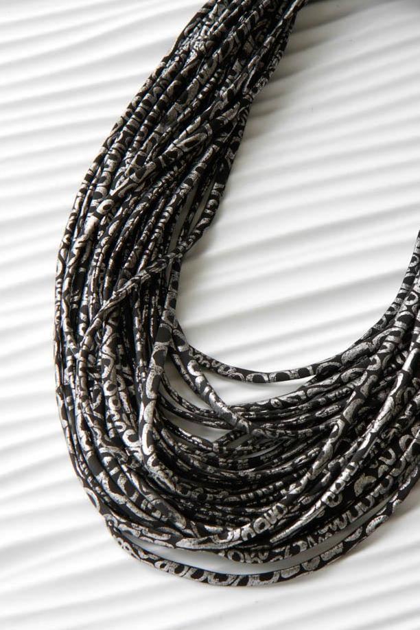 Silver and Black Scarf Necklace &#39;Silver Ore&#39;