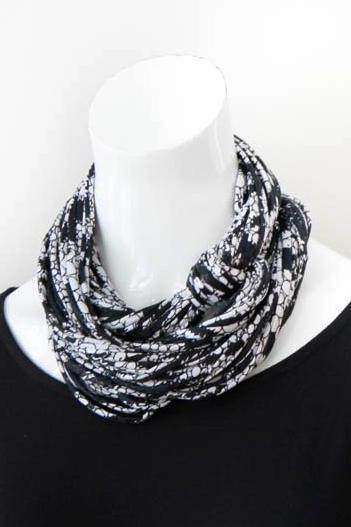 Infinity Scarf Necklace in Black and White &#39;Laced&#39;