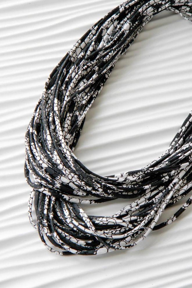 Infinity Scarf Necklace in Black and White &#39;Laced&#39;