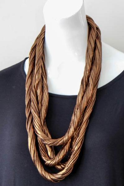 Infinity Scarf Necklace in Metallic Bronze &#39;Cocoa&#39;