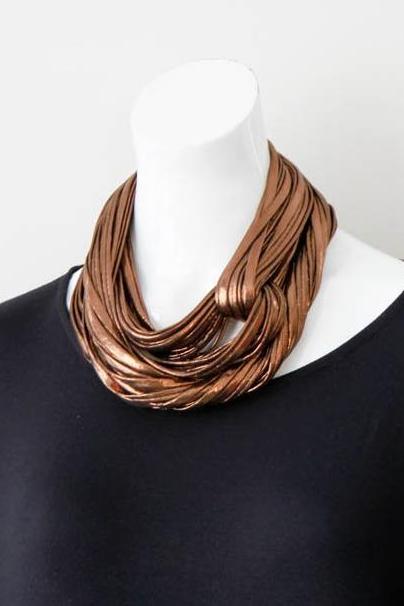 Infinity Scarf Necklace in Metallic Bronze &#39;Cocoa&#39;