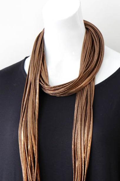 Infinity Scarf Necklace in Metallic Bronze &#39;Cocoa&#39;