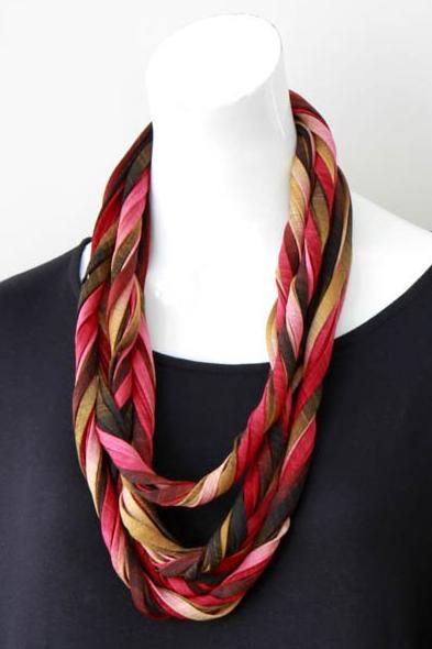 Infinity Scarf Necklace in Burgundy and Mustard &#39;Dusk&#39;