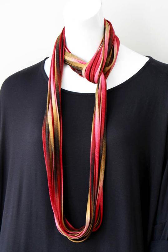 Infinity Scarf Necklace in Burgundy and Mustard &#39;Dusk&#39;