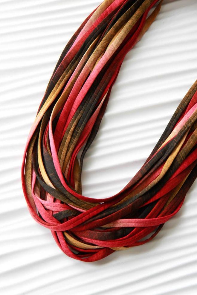 Infinity Scarf Necklace in Burgundy and Mustard &#39;Dusk&#39;