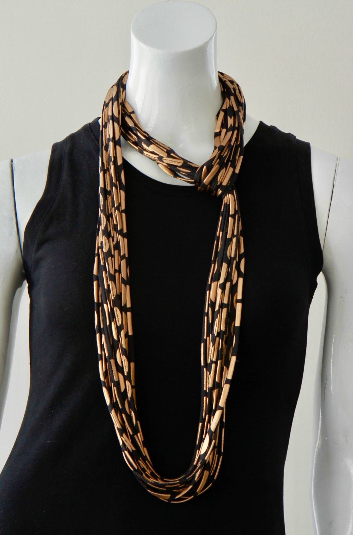 Bronze Vegan Leather Scarf Necklace &#39;Sphere&#39;
