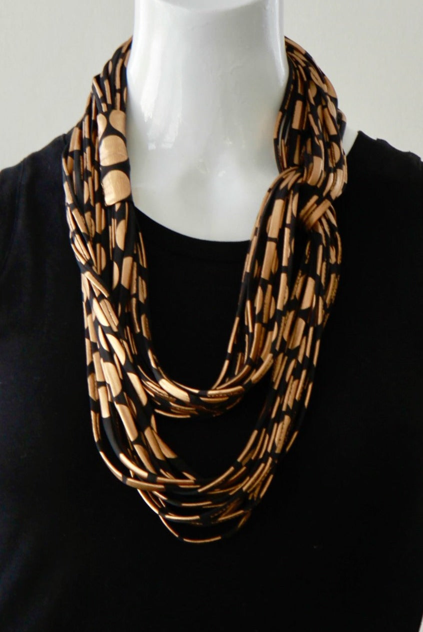 Bronze Vegan Leather Scarf Necklace &#39;Sphere&#39;