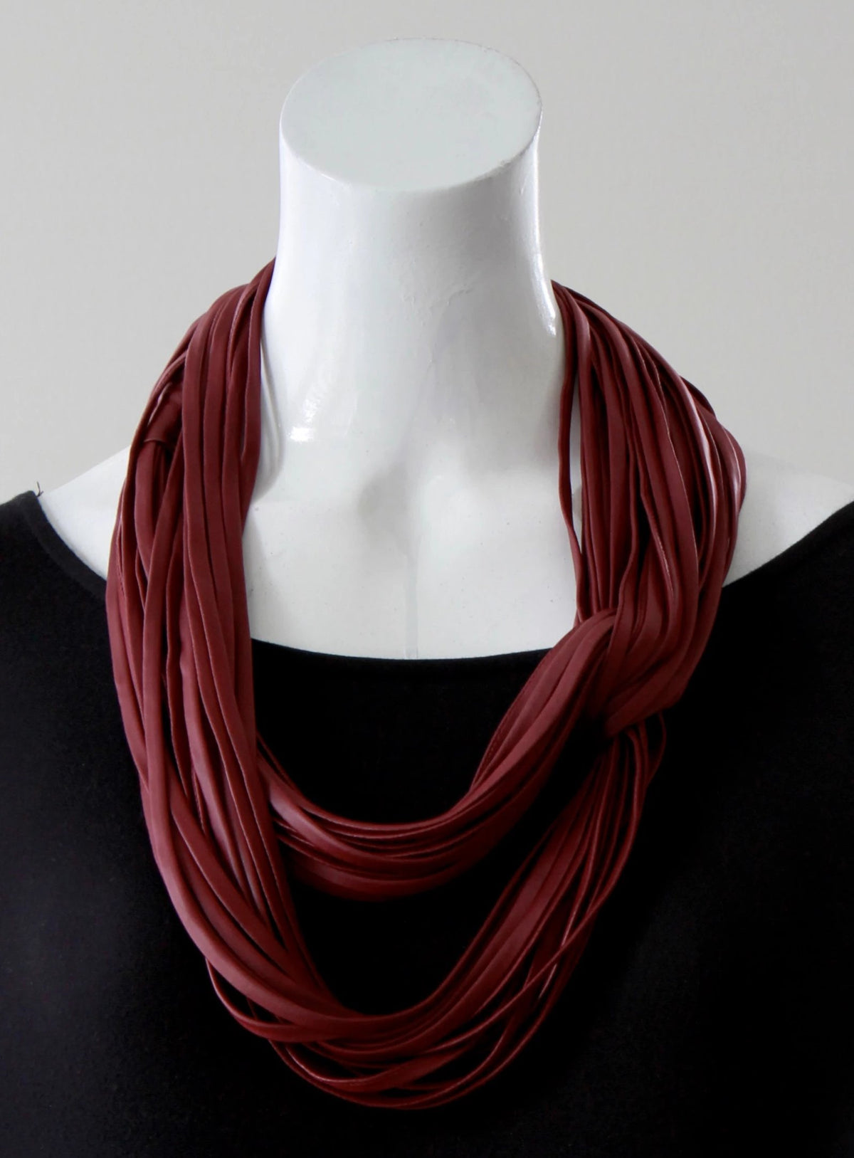 Infinity Scarf in Vegan Leather &#39;Bordeaux&#39;