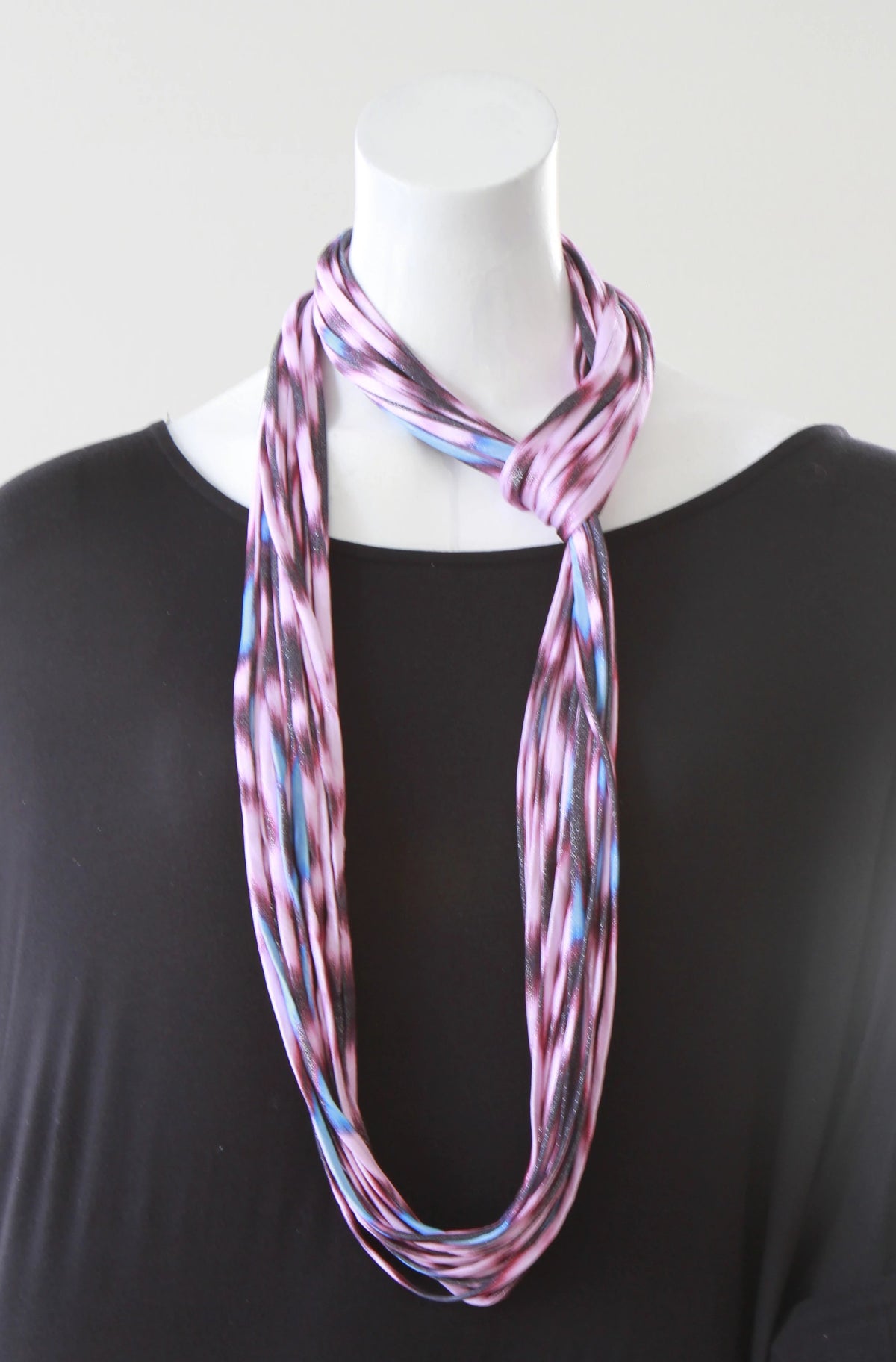 Ikat Print Infinity Scarf in Pink and Blue &#39;Sorbet&#39;