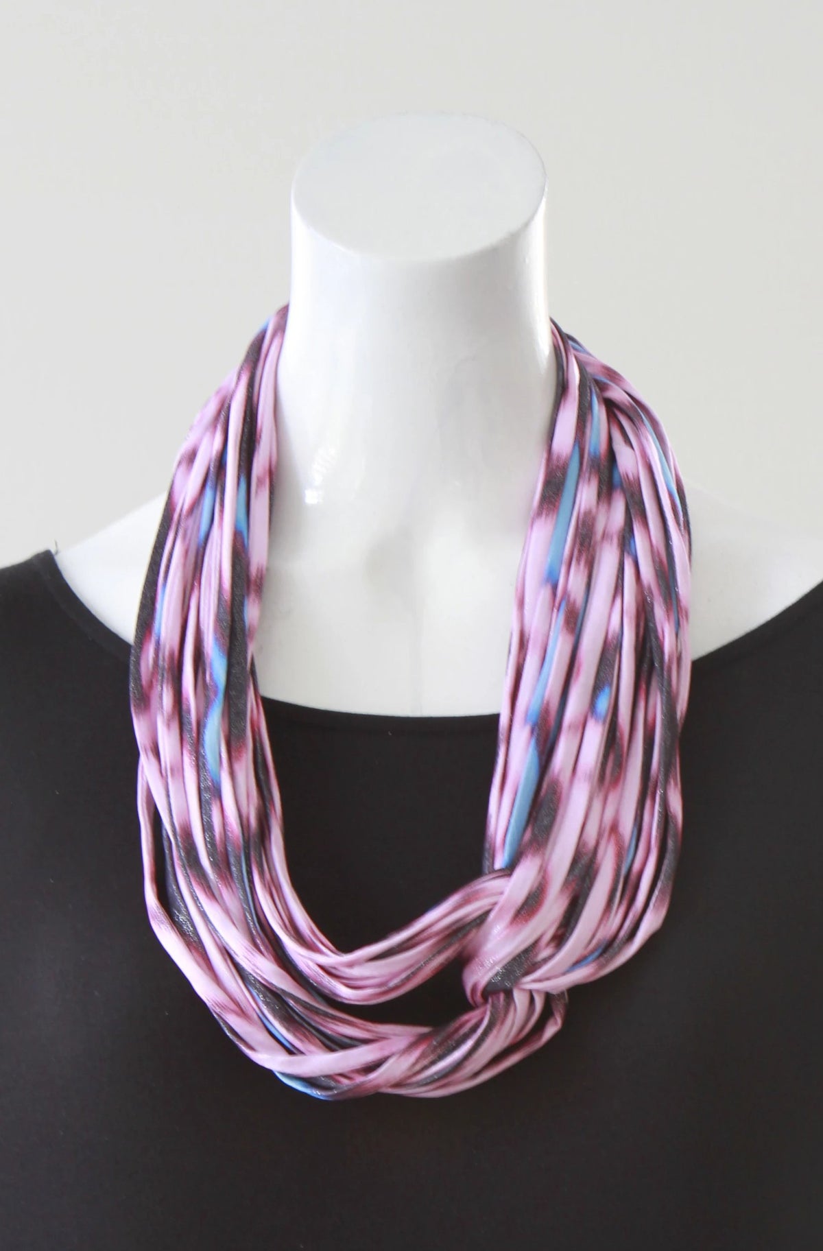 Ikat Print Infinity Scarf in Pink and Blue &#39;Sorbet&#39;